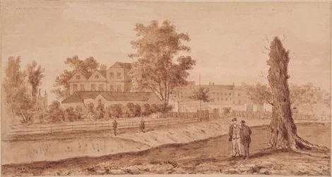 Stoke Newington Green, iniciales H.F., 1860
